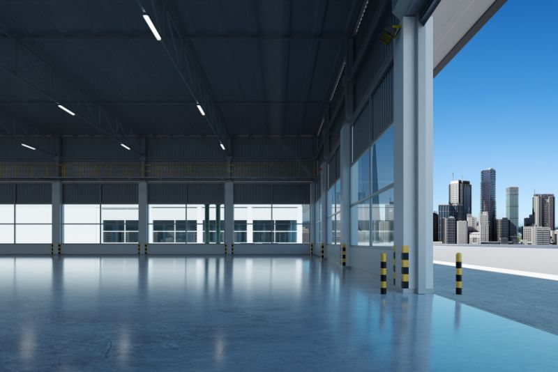 Polished concrete flooring installed in a commercial space