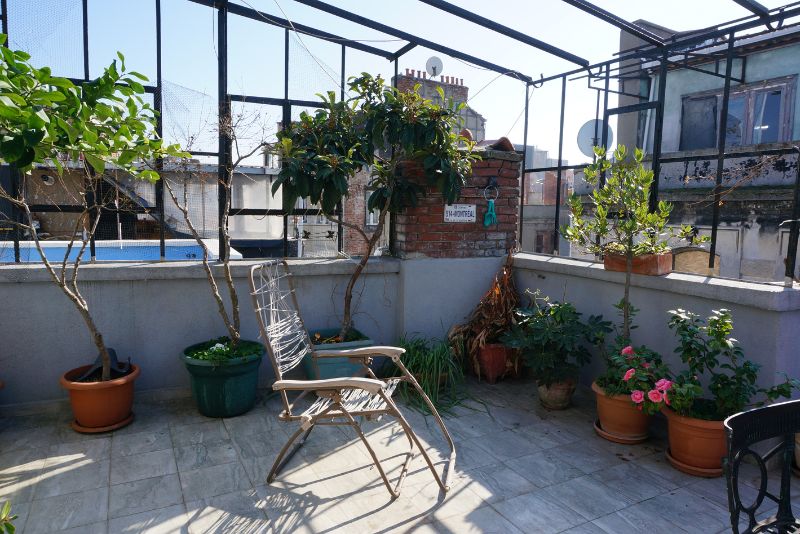 apartment balcony with concrete floor and wall