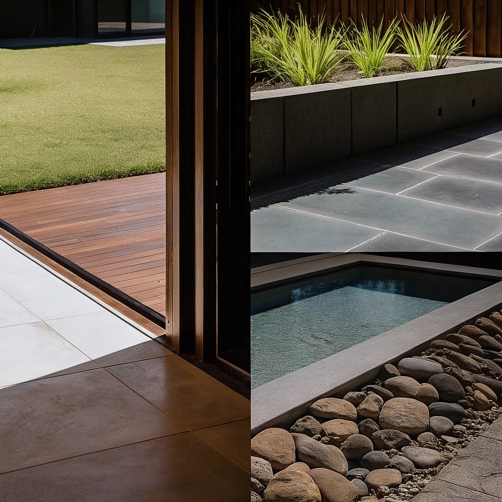 Decorative concrete finishes including stamped, polished, coloured and exposed aggregate surfaces