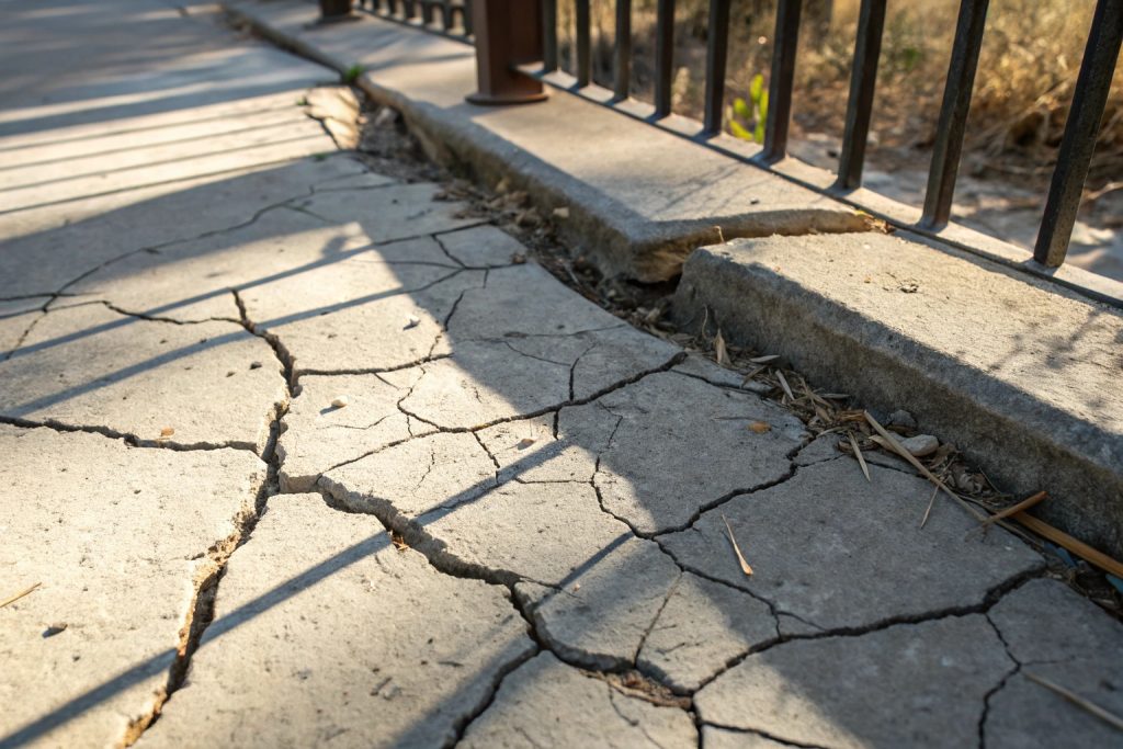 Concrete damage caused by Queensland's extreme heat cycles showing typical cracking patterns