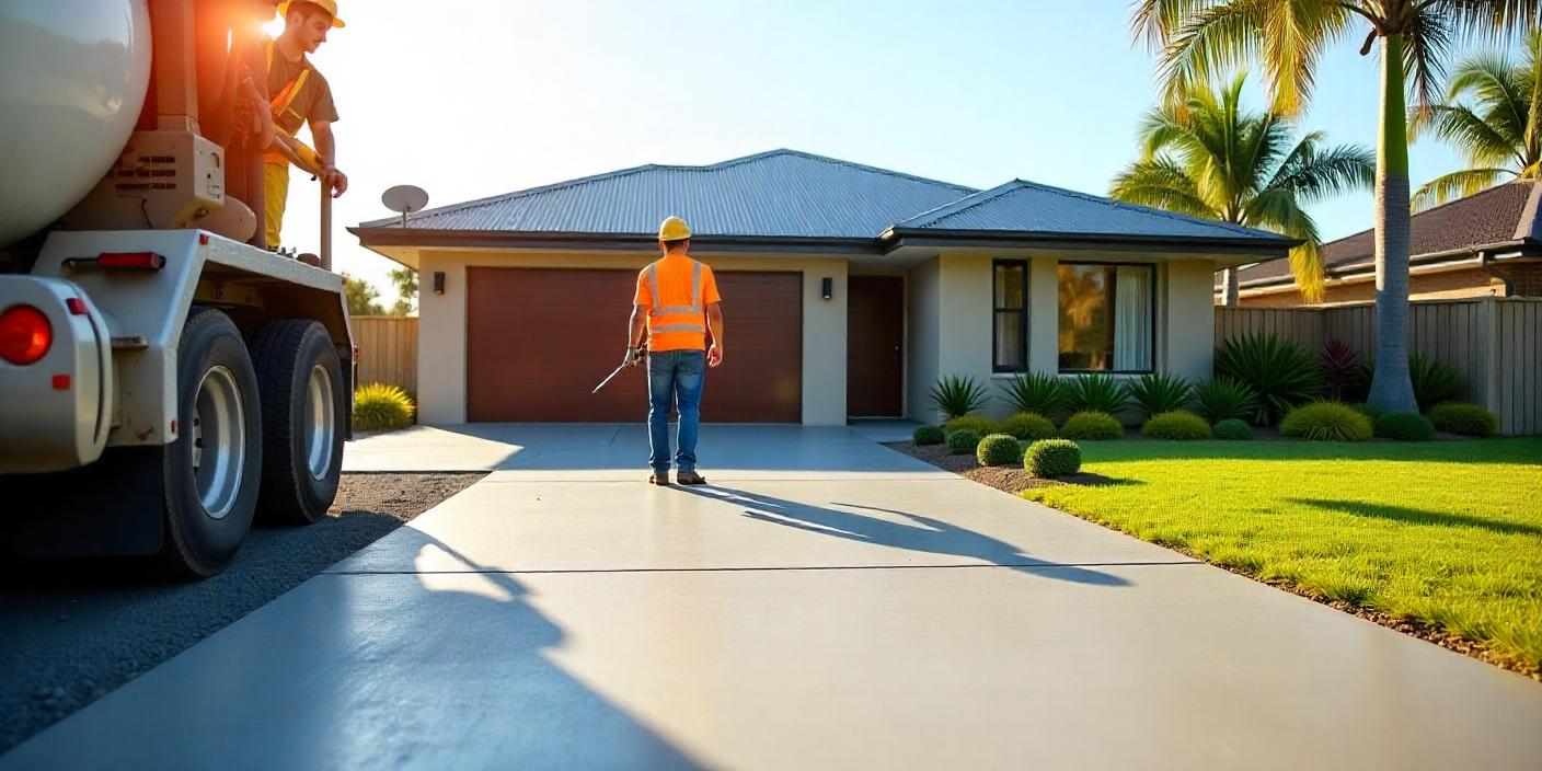 Marsden concrete contractors finishing a smooth driveway surface
