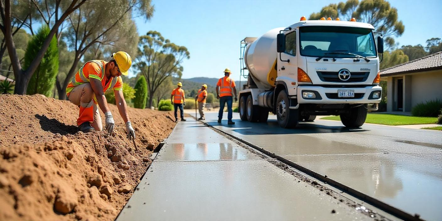 Mount Cotton crew installing a climate-resistant concrete driveway