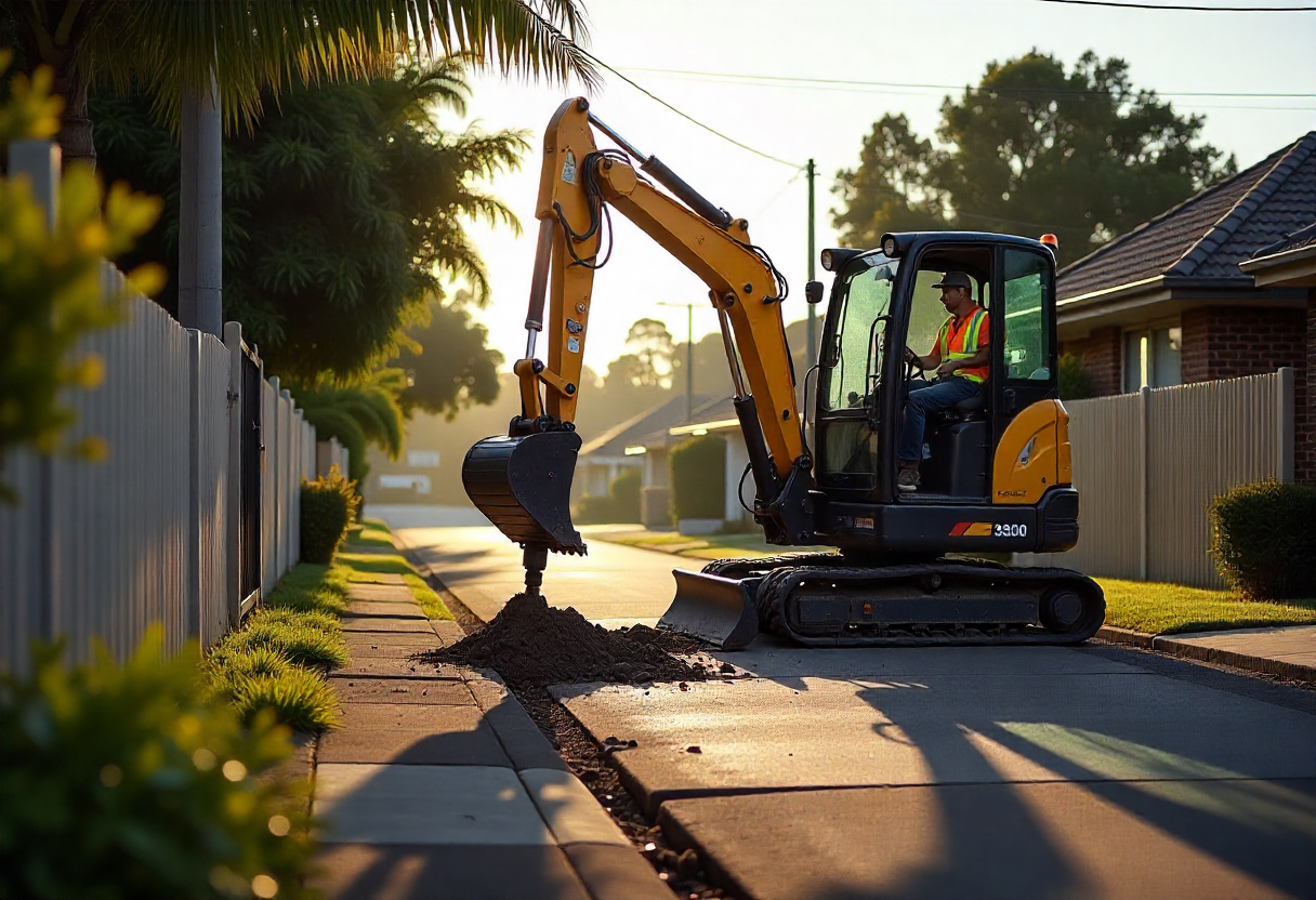 Concrete driveway removal in progress