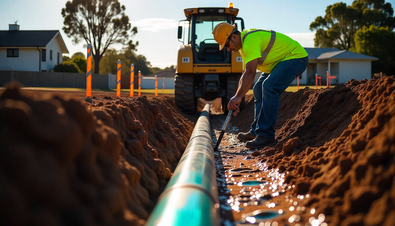 Professional trenching services on an Australian construction site in Logan