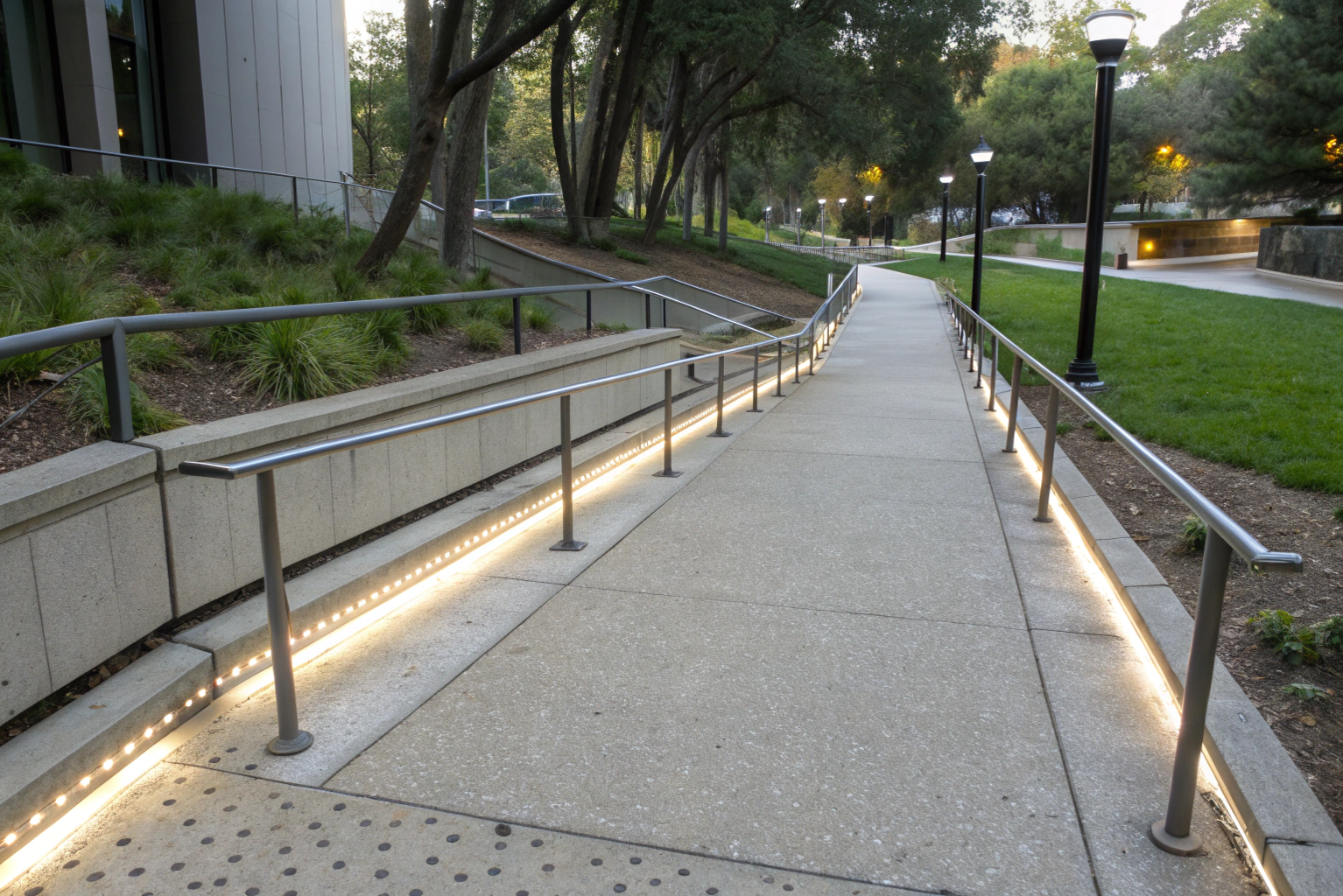 Concrete footpath with a slip-resistant textured surface