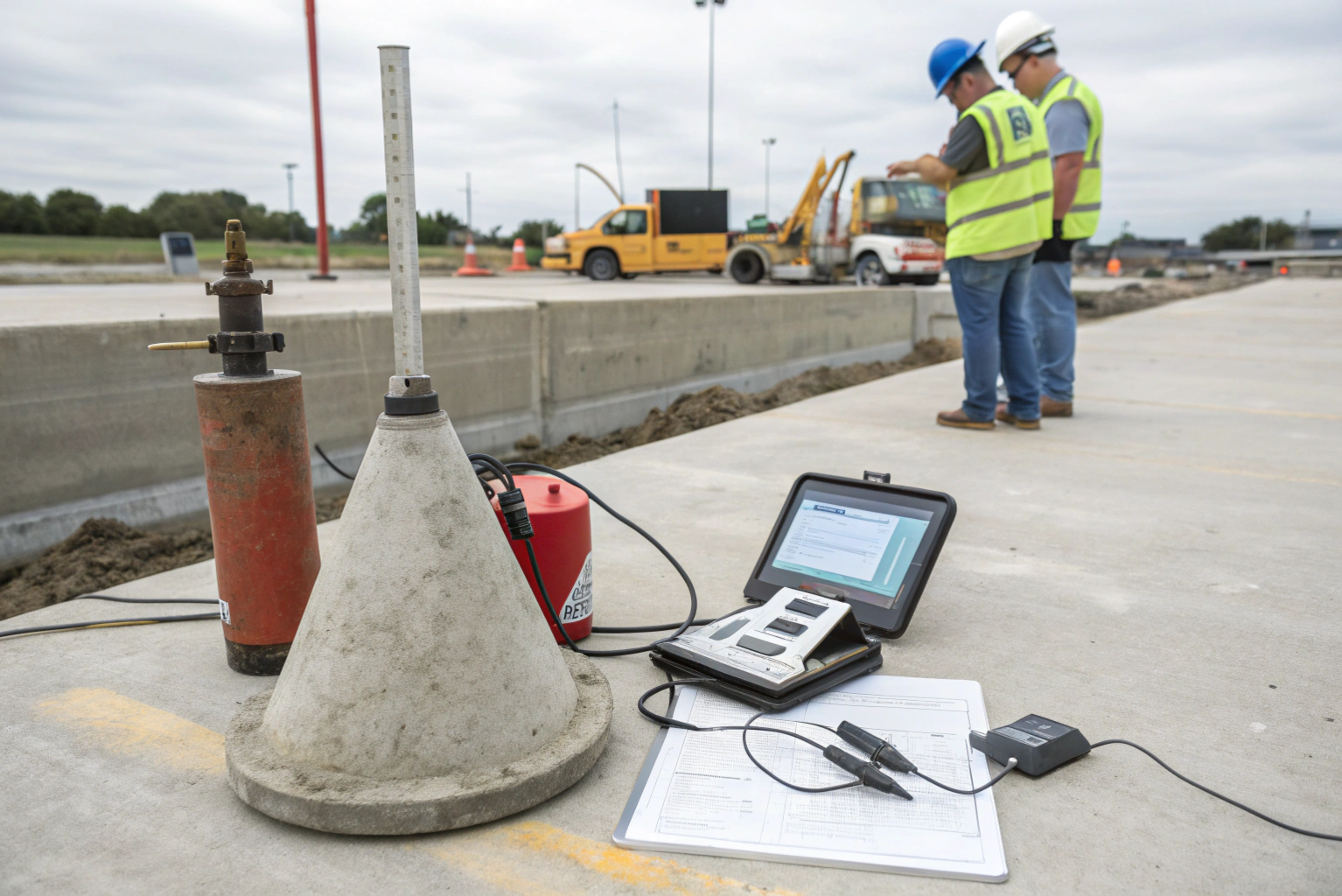 Concrete quality testing equipment including a slump cone