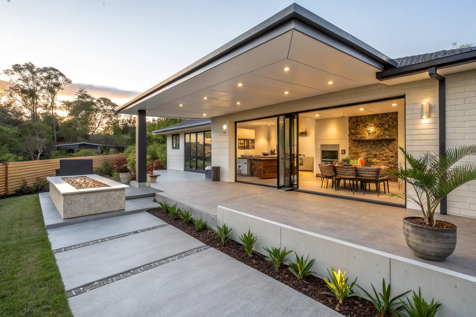 Modern Australian suburban home exterior with concrete driveway