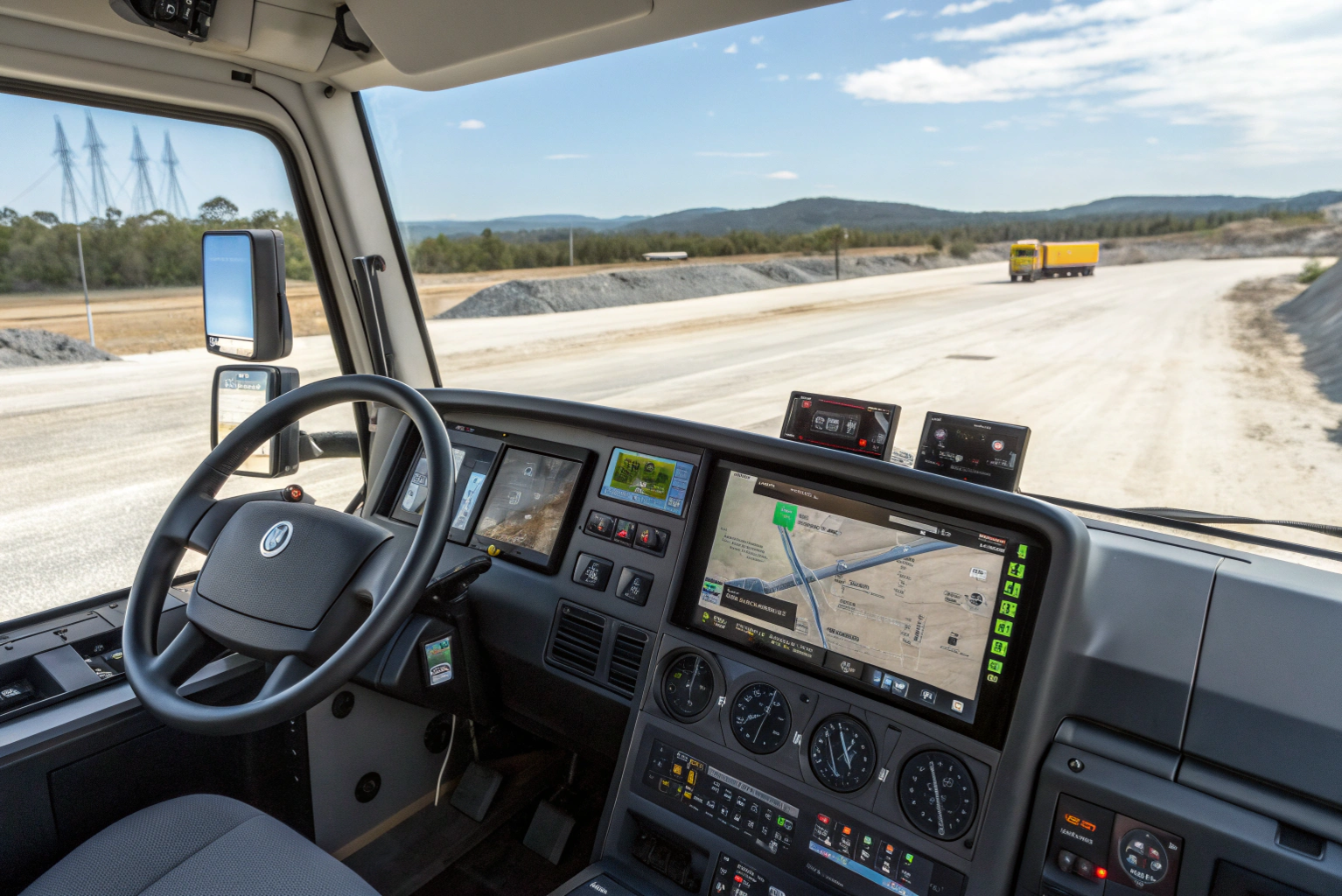 Concrete delivery truck dashboard and controls