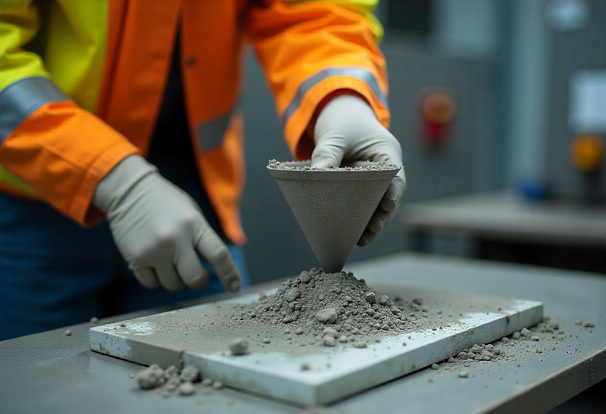 Concrete quality testing – slump test for strength and consistency