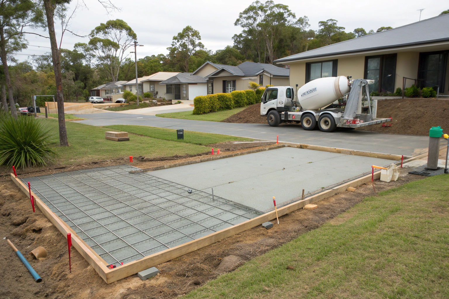 Residential shed slab mid-construction