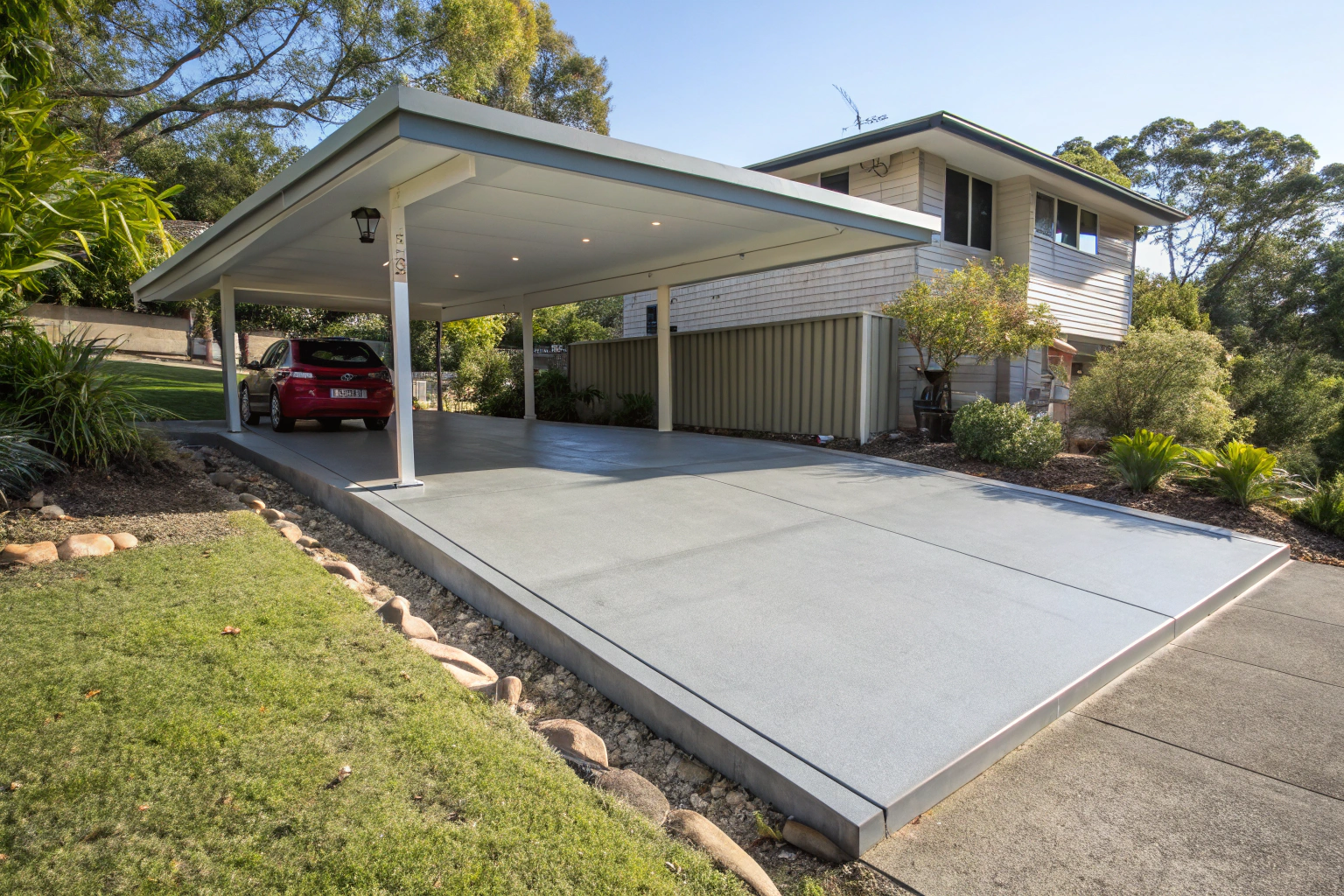 Concrete carport slab ready for use