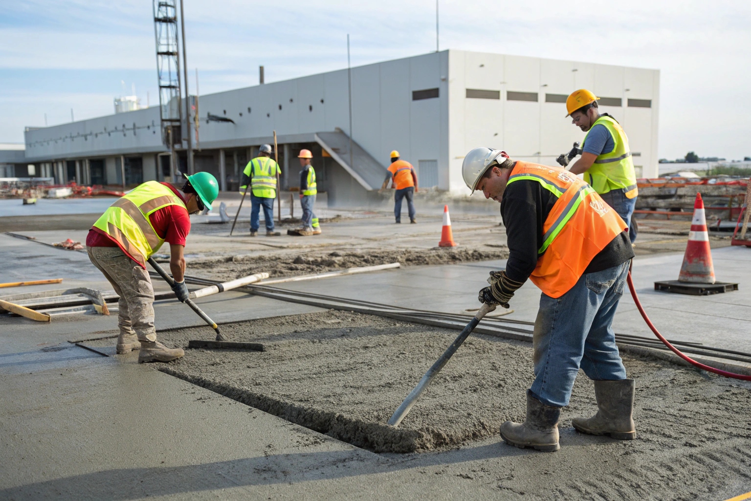 Commercial concrete slab installation using ready mix concrete supply in Logan