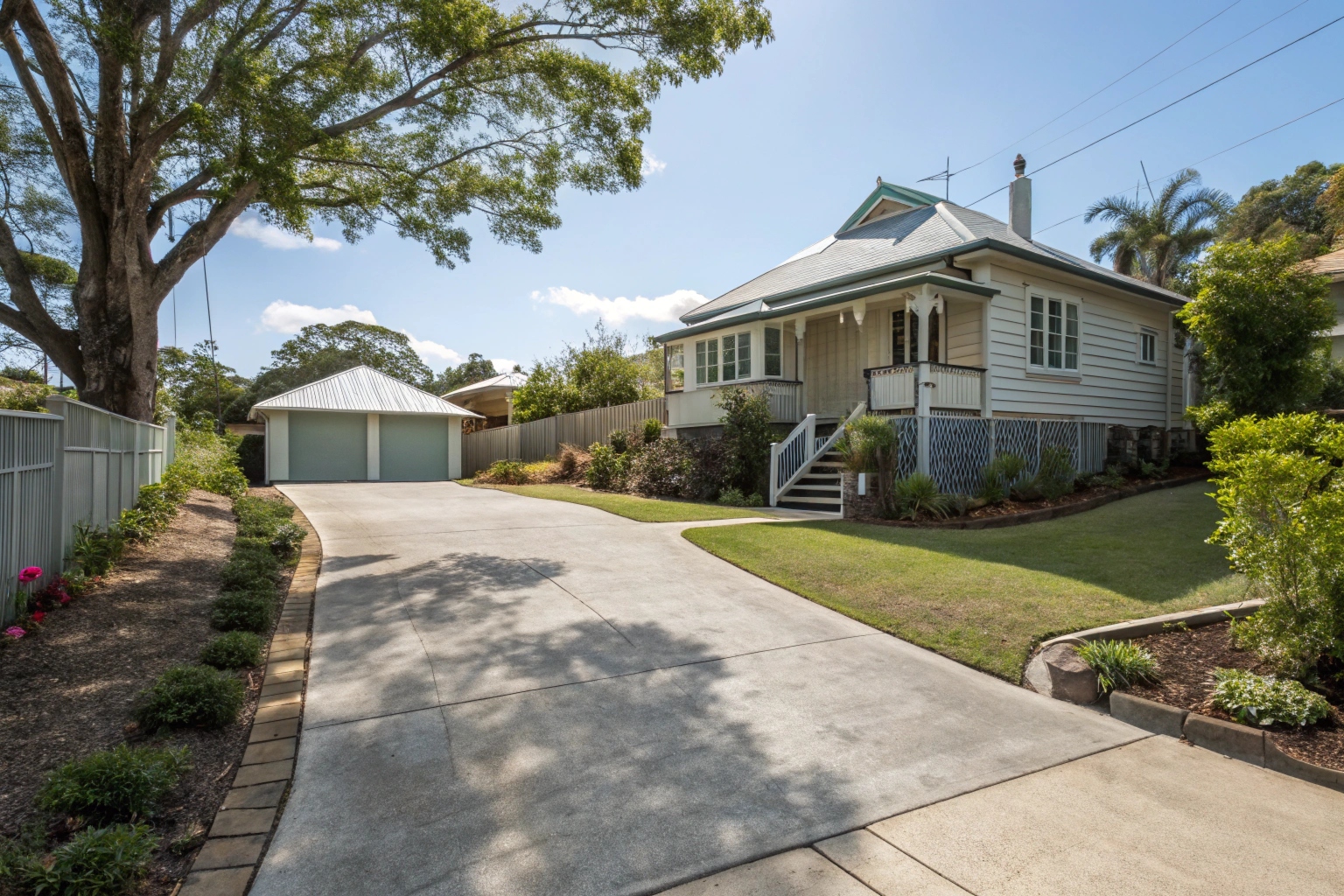Freshly finished concrete driveway at a Browns Plains home